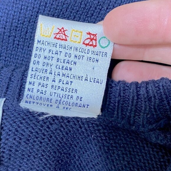 Vintage tabi navy blue embroidered knit grandma sweater vest M - Picture 5 of 7